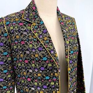 Vintage Marshall Rousso open front blazer 10 BoxH metallic floral embroidery
